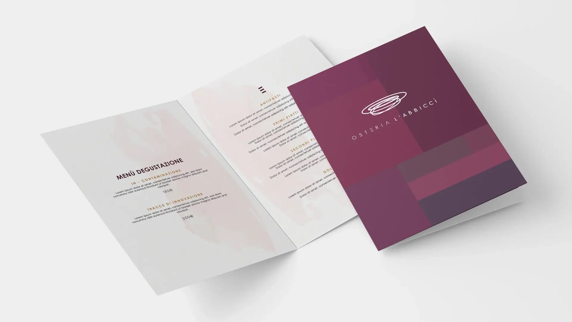 Menu degustazione stampato con il nuovo logo dell'Osteria l'Abbiccì