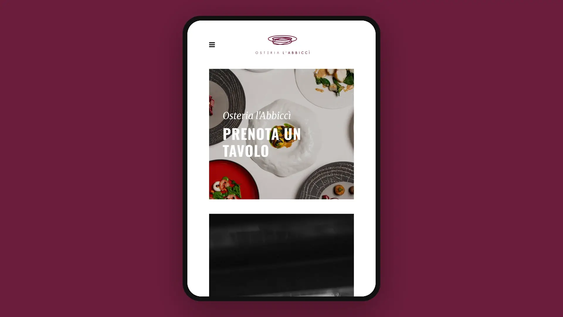Sito web dell'Osteria l'Abbiccì visualizzato su smartphone