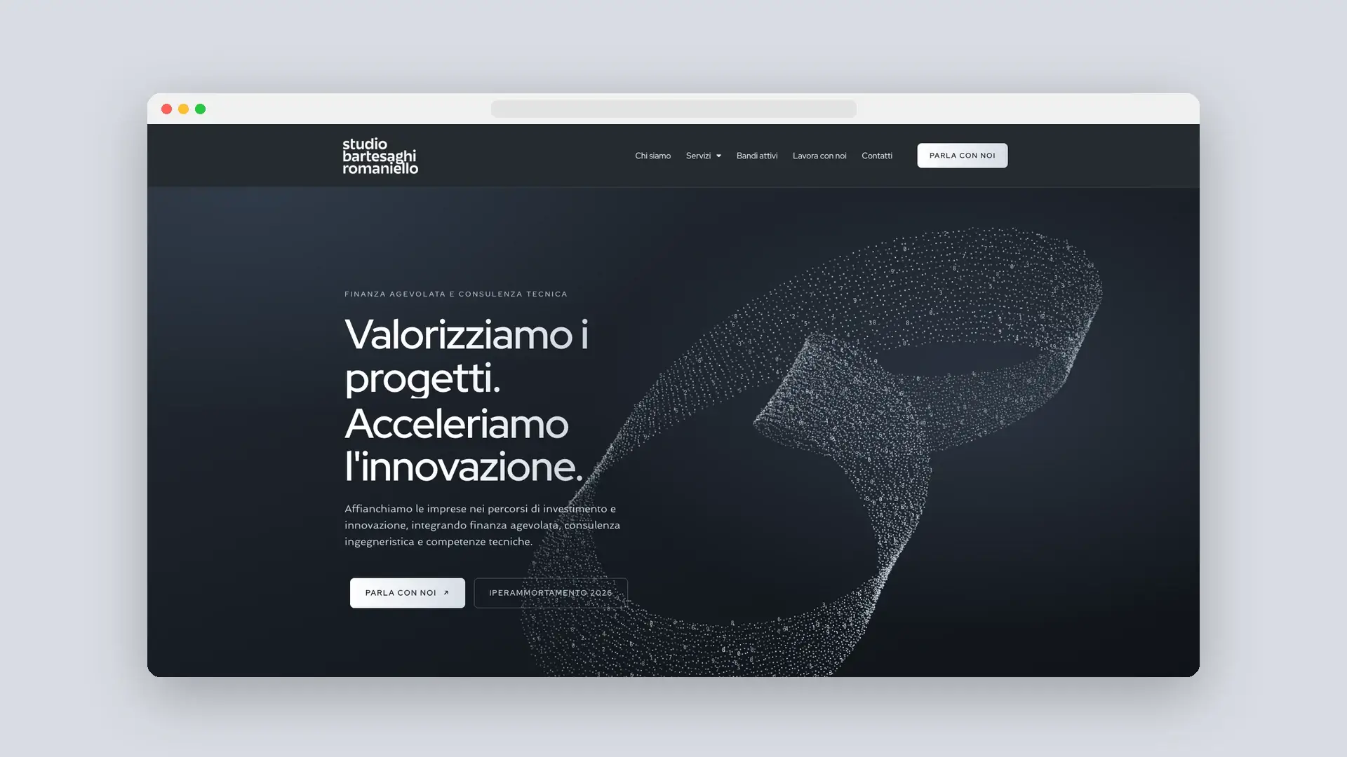 Home page del sito di Studio Bartesaghi Romaniello su desktop